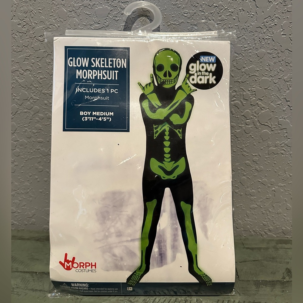 Glow Skeleton Morphsuit Glow in Dark - Boys M